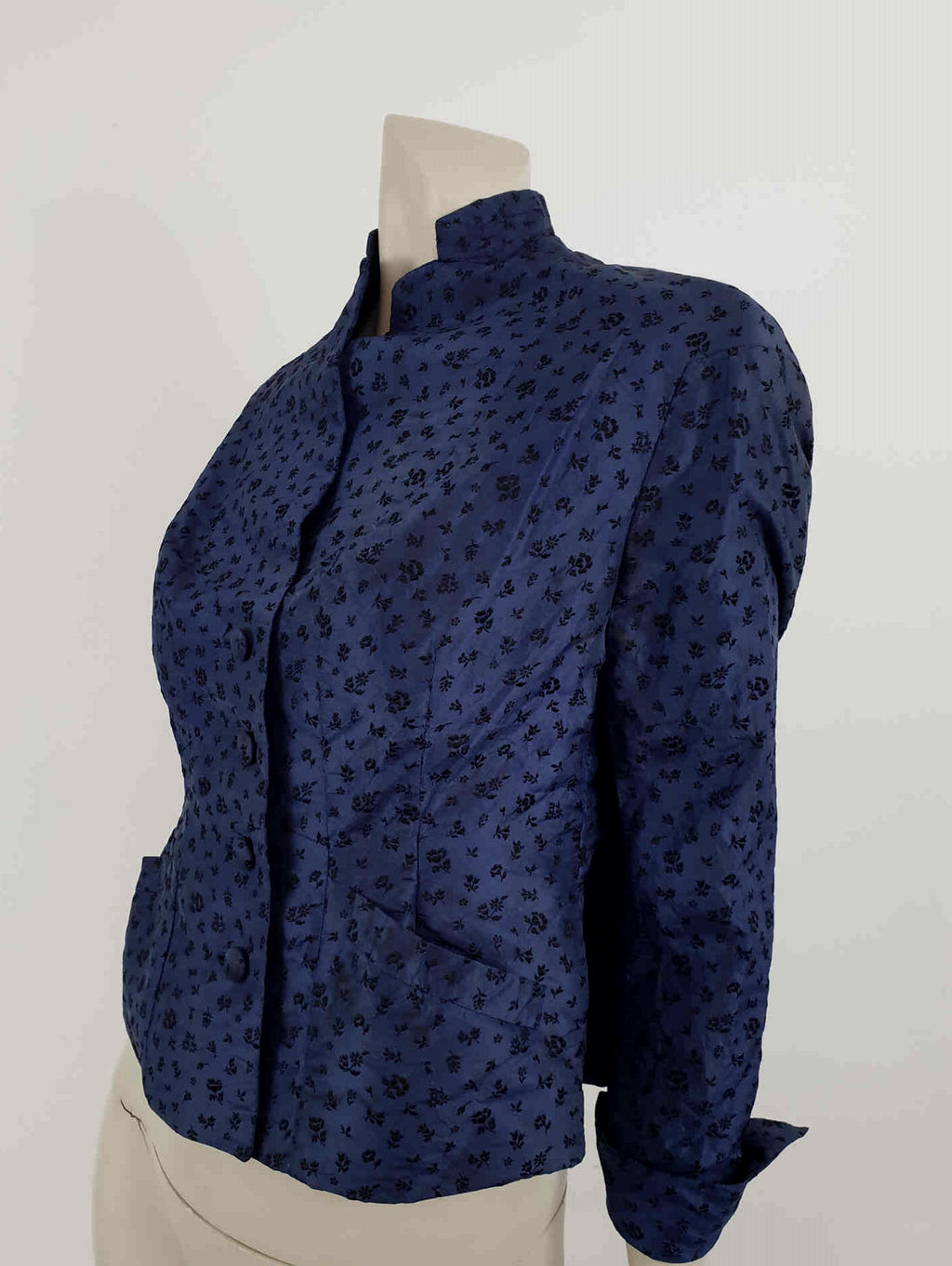 antique edwardian blue silk brocade jacket