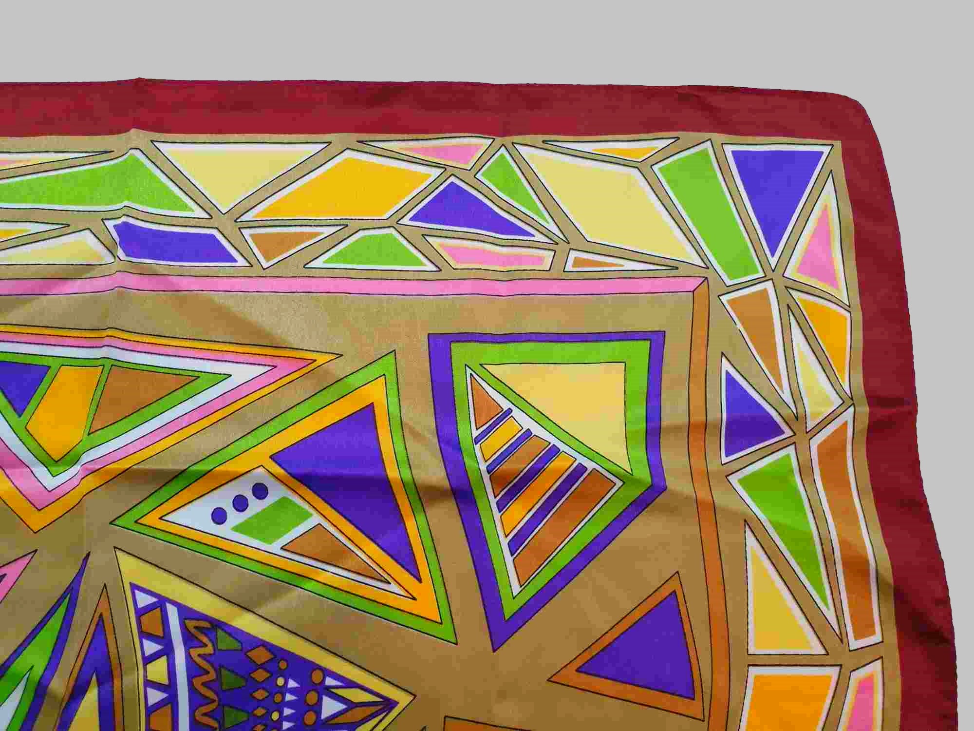 vintage bright geometric pattern square scarf