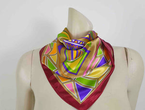 vintage bright geometric pattern square scarf