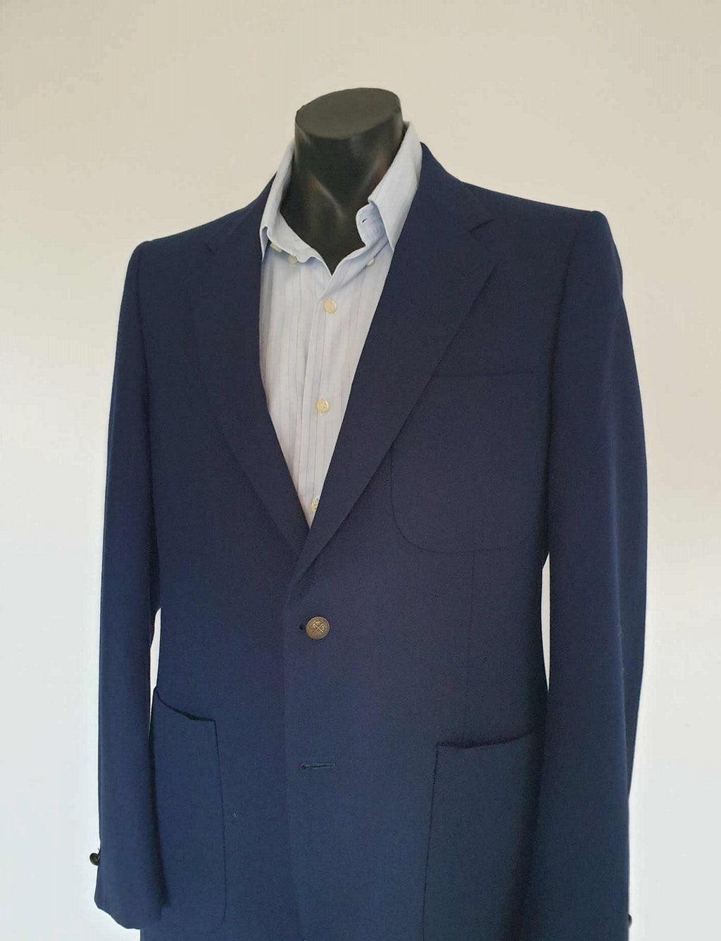 1970s vintage navy blue blazer jacket for myer mens store