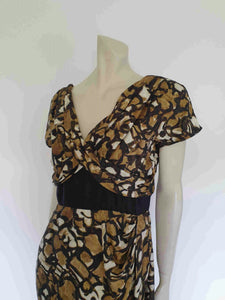 1960s Brown Silk Dress by Baker of Melbourne - Bust 92 cm