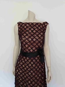 1960s vintage brown lace evening gown by ninette