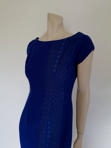 1960s vintage blue dress with eyelet embroidery by belrobe