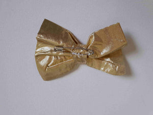 Gold and Brown Glittery Formal Shirt With Bow Tie by Anthony Kulsar - M