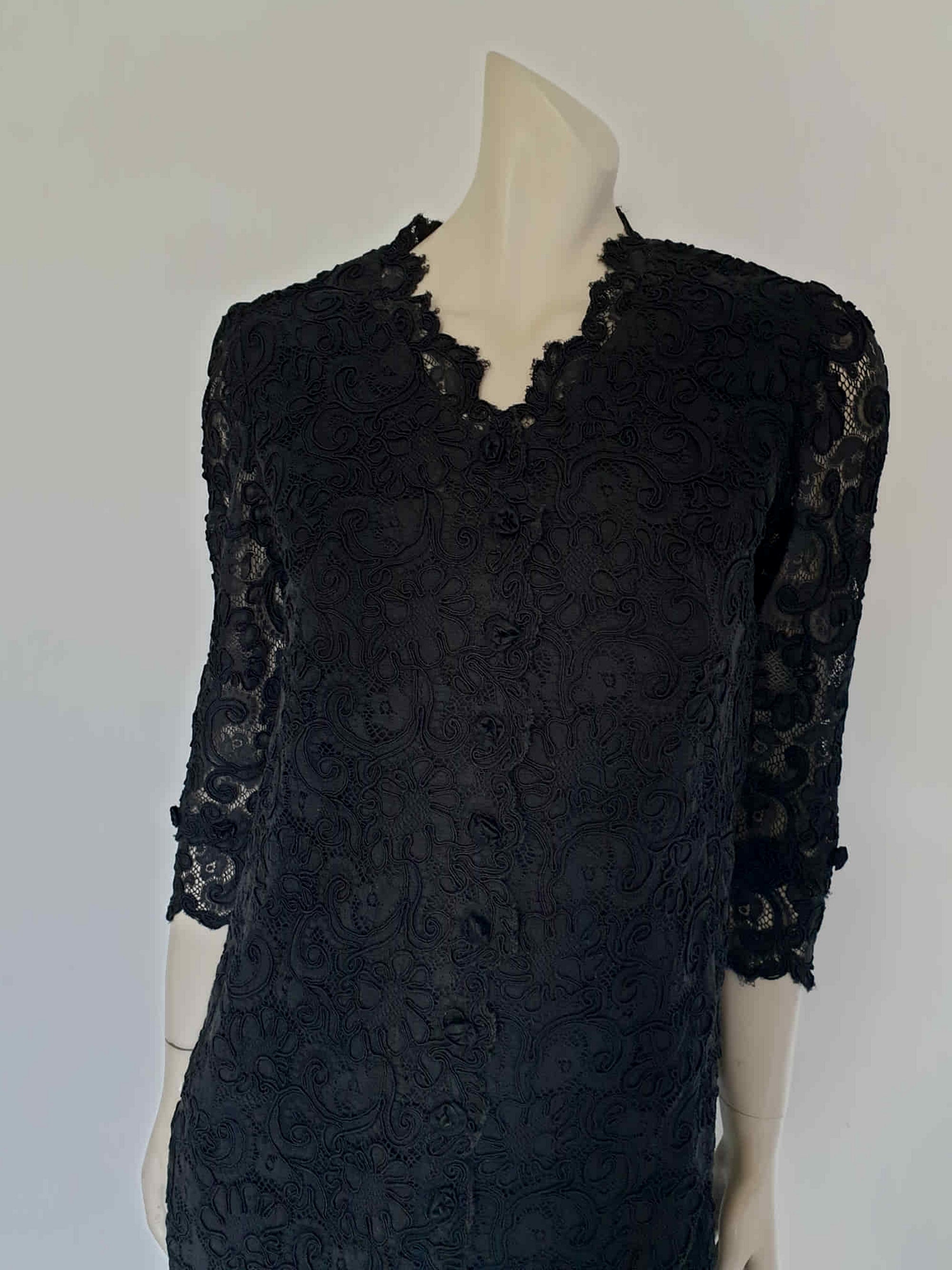 1960s vintage black lace cocktail dress