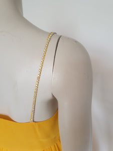 1970s vintage pineapple yellow evening dress with sparkle straps by mia bugga XS