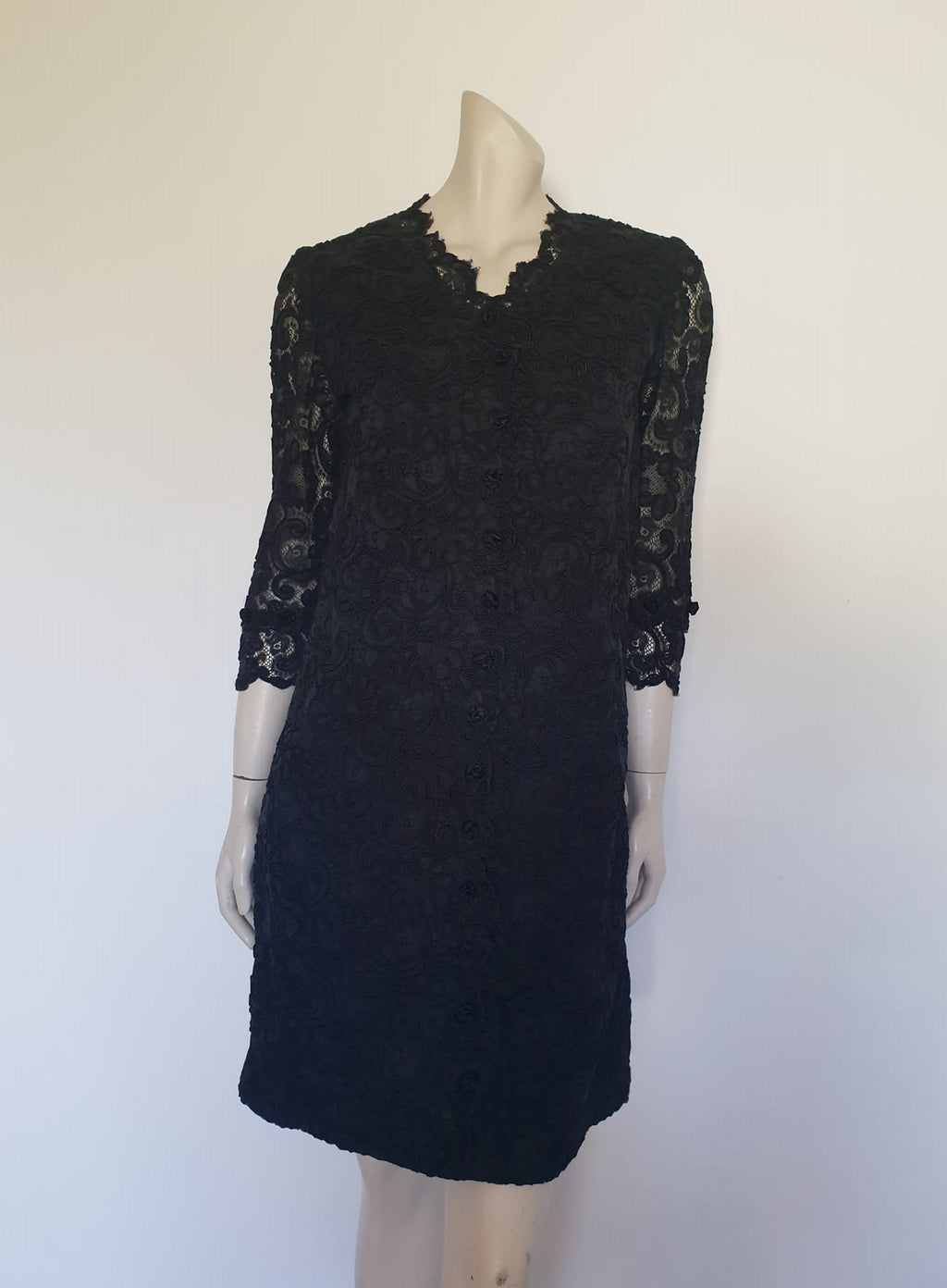 1960s vintage black lace cocktail dress
