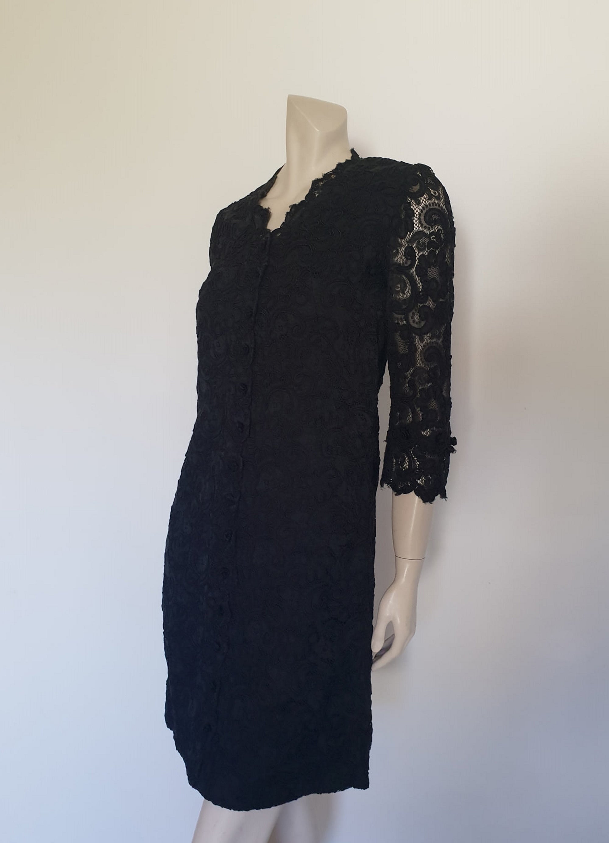 1960s vintage black lace cocktail dress