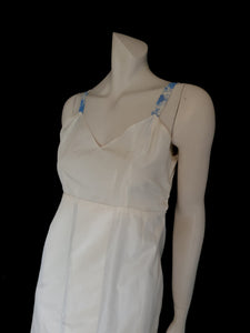 1930s ivory taffeta slip gown with box pleats