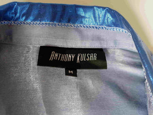 vintage silvery metallic blue formal shirt by anthony kulsar