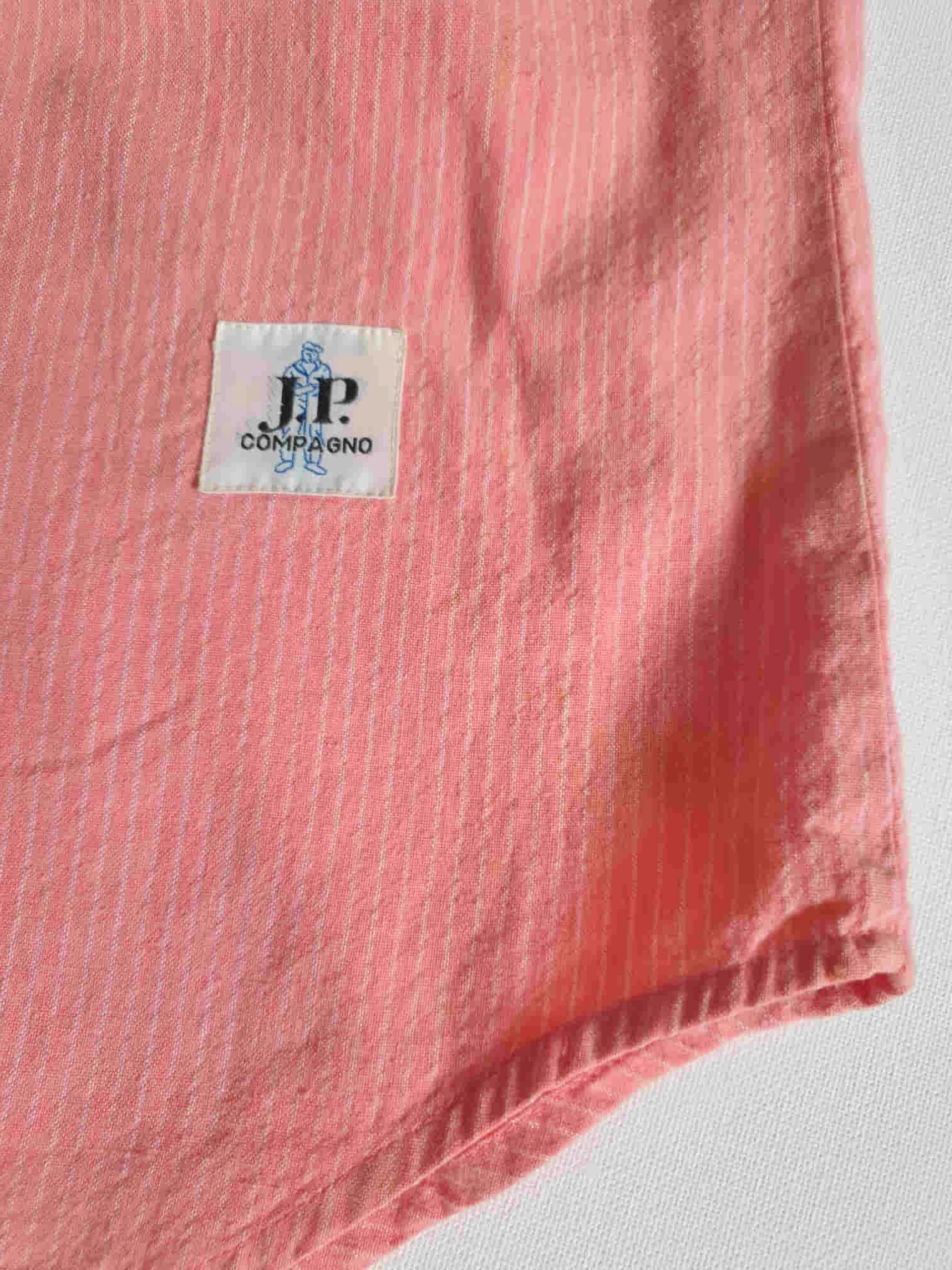1980s vintage pink pull on shirt with band neck by JP compagno