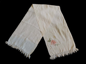 vintage cream silk dress scarf with chinese embroidery