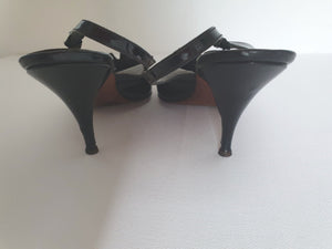 1960s vintage witchy patnet leather stiletto heel shoes size 7.5B italian