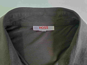 1980s vintage charcoal grey stretch body shirt by hoss