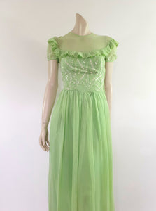 1940s vintage spearmint green evening dress