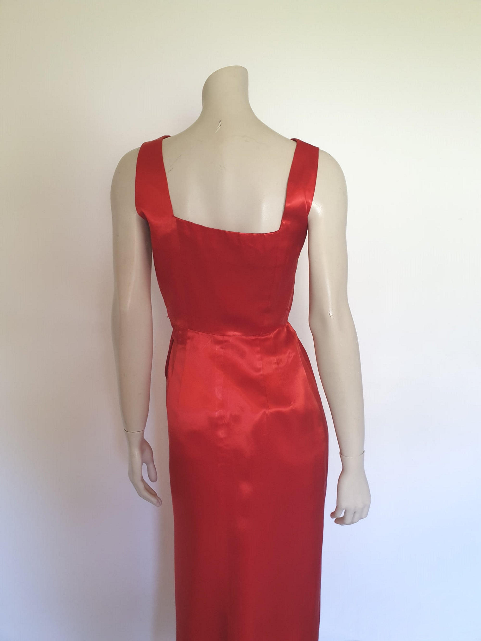 1960s Lipstick Red Satin Bombshell Evening Gown - XS – Louisa Amelia ...