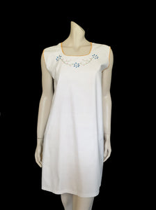 1920s vintage or antique embroidered linen chemise shift slip dress