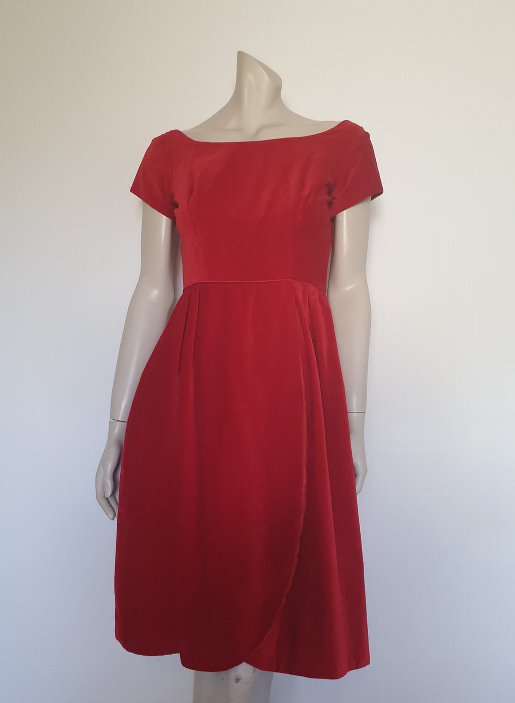 1960s vintage red velvet dress by belvera fashions small