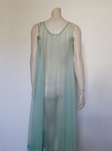 1960s 1970s vintage lingerie  sheer green negligee nightgown 