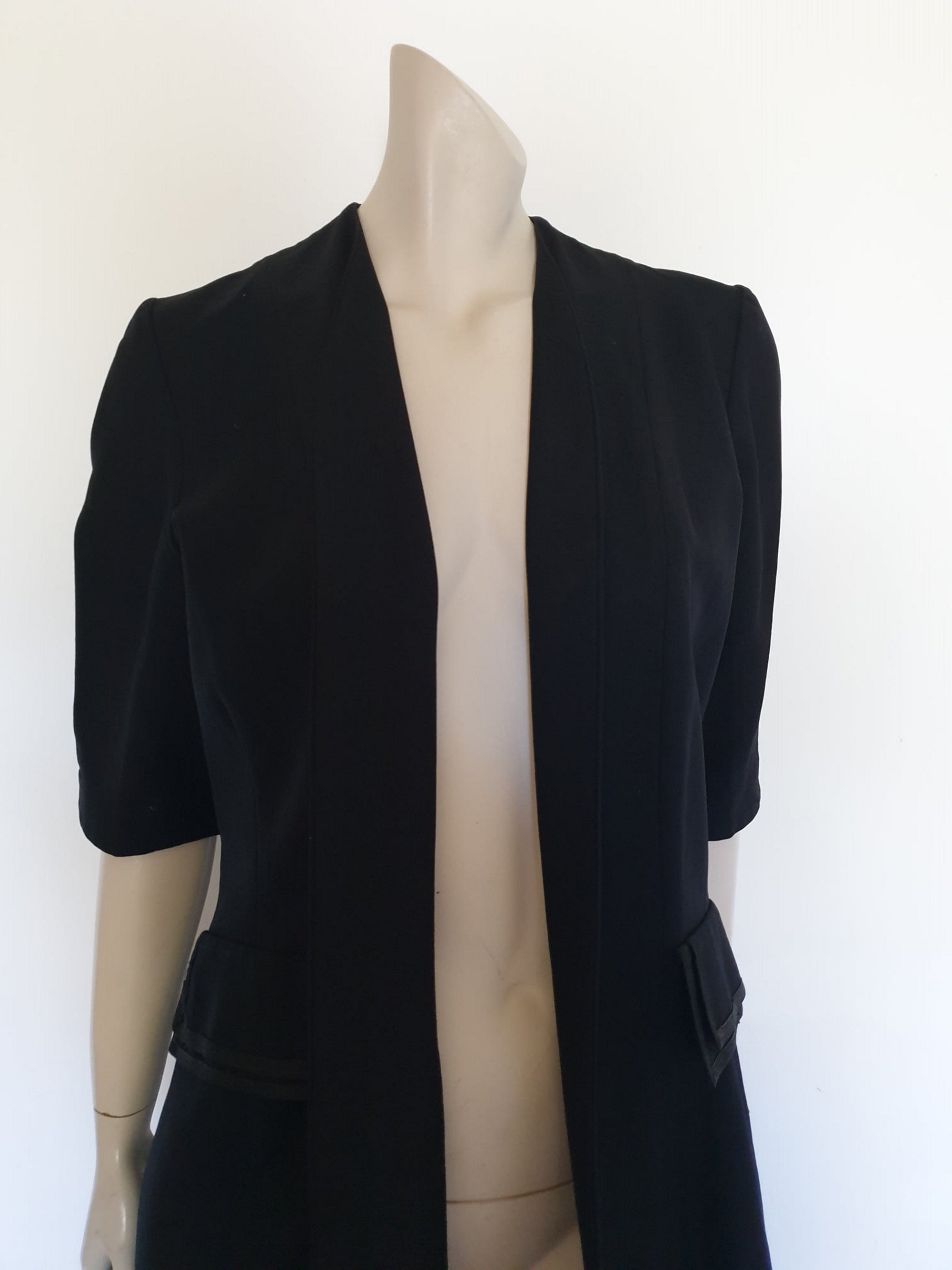 1940s vintage black short sleeved wool coat by vanstone Medium
