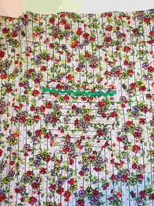 vintage red and green floral half apron cotton