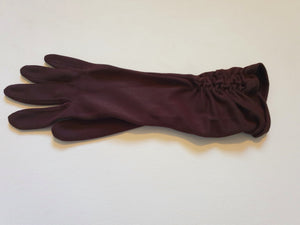 1960s vintage gathered chocolate brown nylon gloves size 6.5