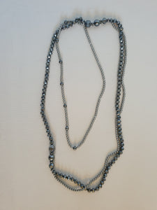 vintage 1960s grey triple strand asymmetrical necklace