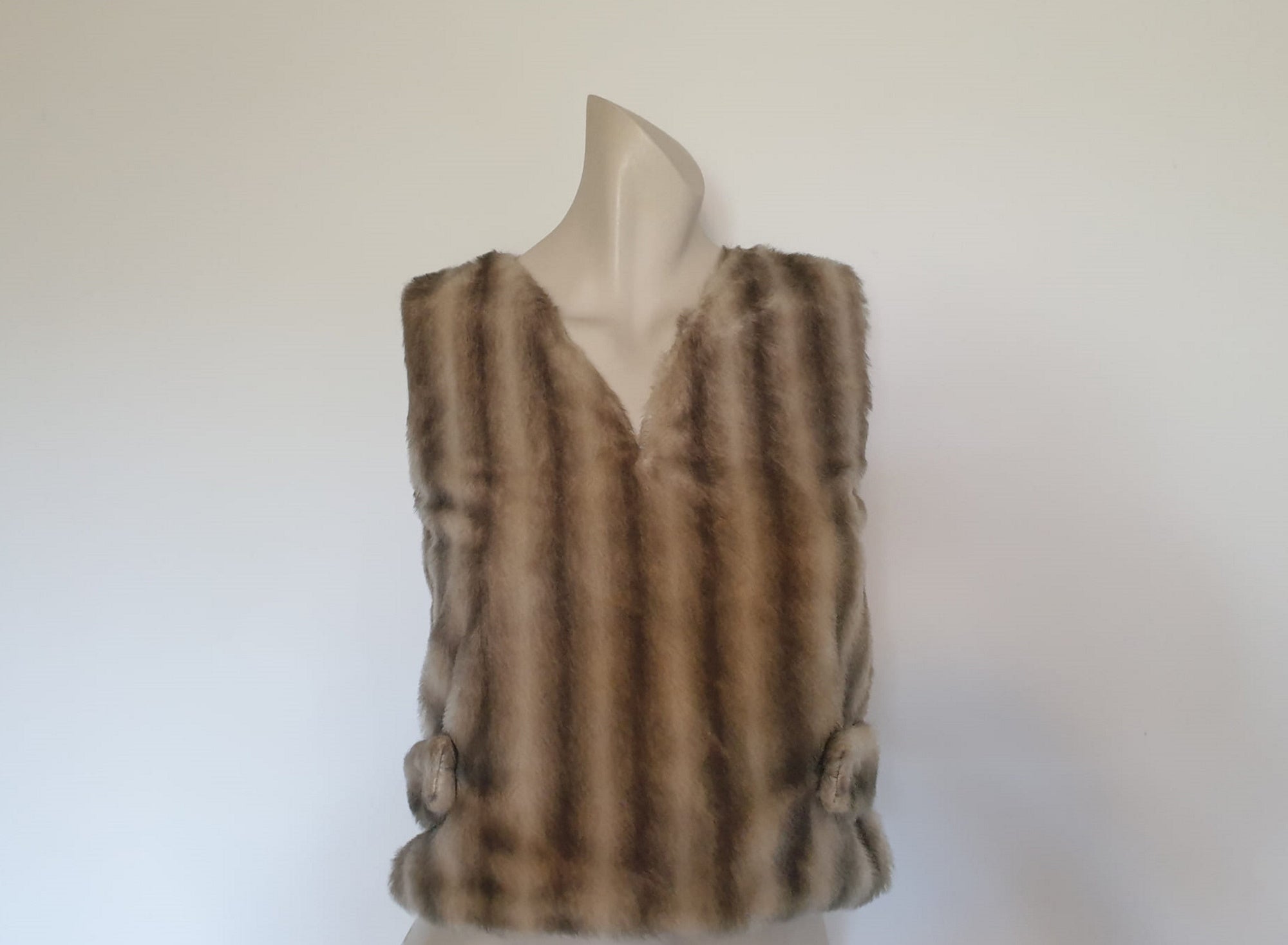 1960s Grey Faux Fur Vest by Lesleys - XS