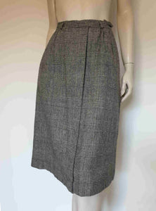 1980s vintage wool blend black and white check skirt medium