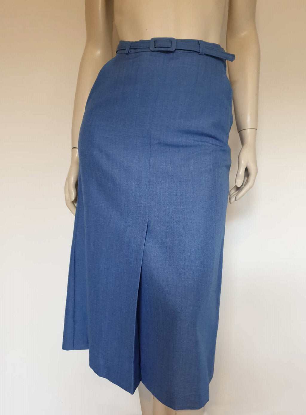 1970s vintage blue skirt with inverted pleats by aywon - small