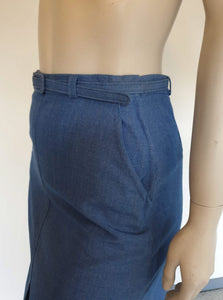 1970s vintage blue skirt with inverted pleats by aywon - small