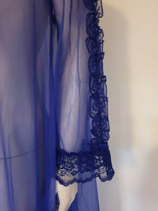 vintage royal blue negligee peignoir by fredericks of hollywood - Medium