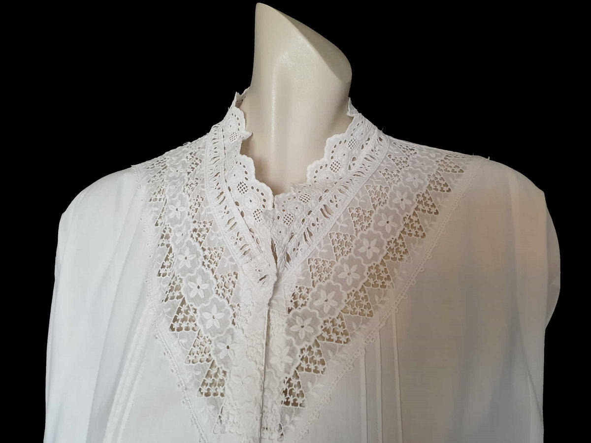 Antique, 1920s White Nightgown, Dress, With Broderie Anglaise - M ...