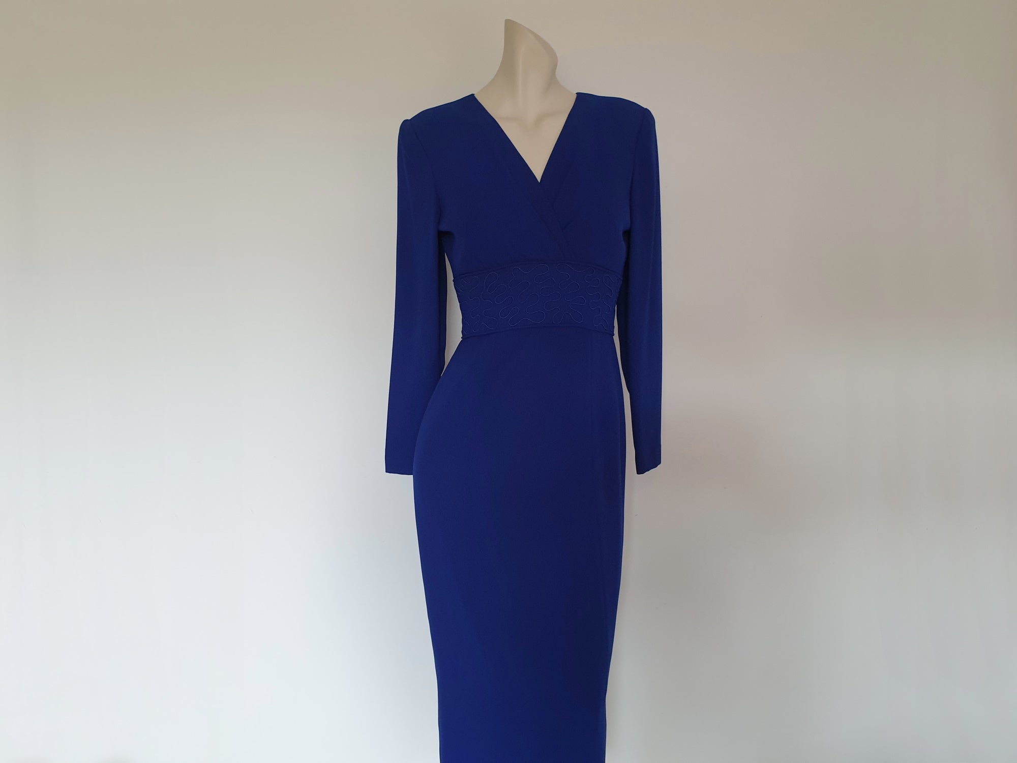 Long Blue Dress With Fancy Midriff by David Warren - S