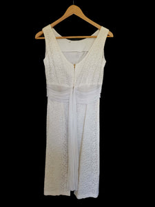 1960s vintage white lace dress with chiffon sash small