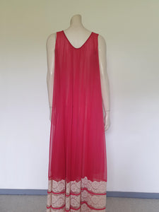 1960s vintage sheer crimson negligee nightgown by intime medium