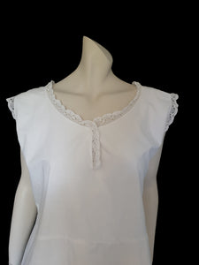 1920s vintage white cotton petticoat dress with crochet lace large