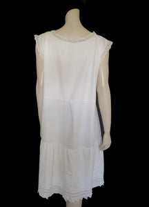 1920s vintage white cotton petticoat dress with crochet lace large