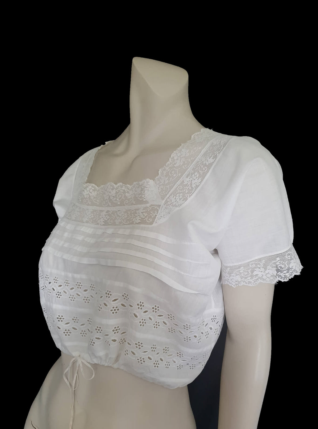 antique edwardian white camisole corset cover medium