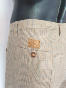 1980s vintage beige check golf pants by planet golf extra large