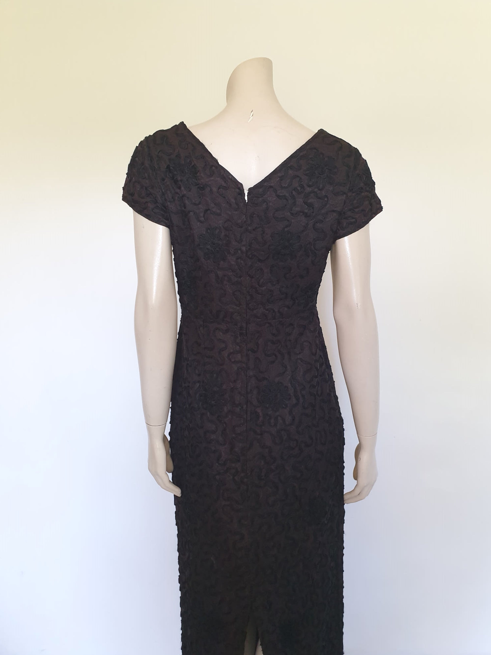 1950s vintage black ribbon lace dress formal dress Medium