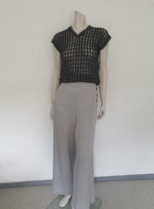 1940s Style Grey High Waisted Wide Leg Pants - L