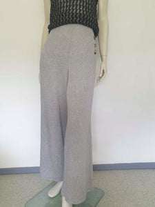 1940s Style Grey High Waisted Wide Leg Pants - L