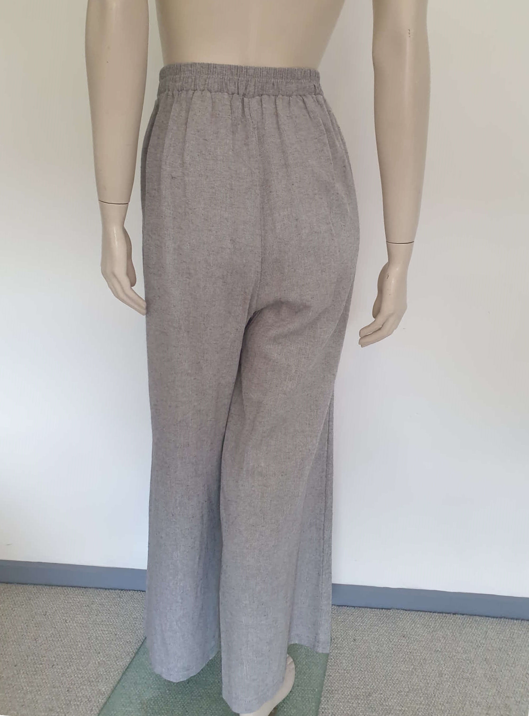 1940s Style Grey High Waisted Wide Leg Pants - L