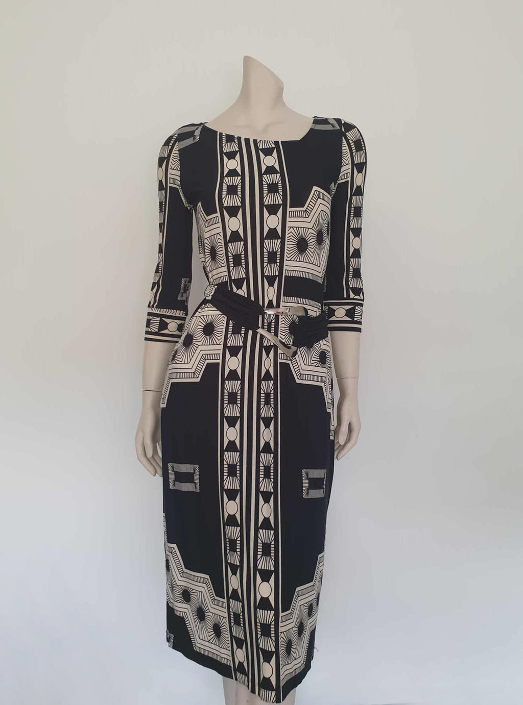 retro black and white print stretch jersey dress by charlie Brown