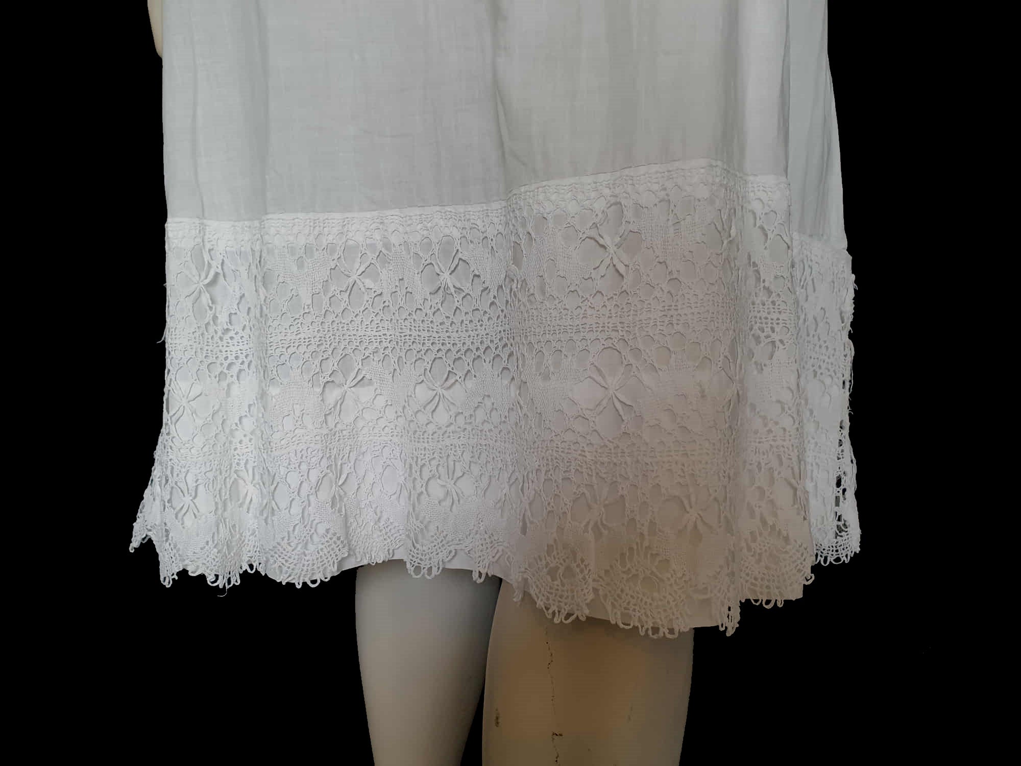 Antique white petticoat dress with bobbin lace Medium