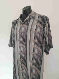 tommy bahama silk camp shirt blue and grey Large