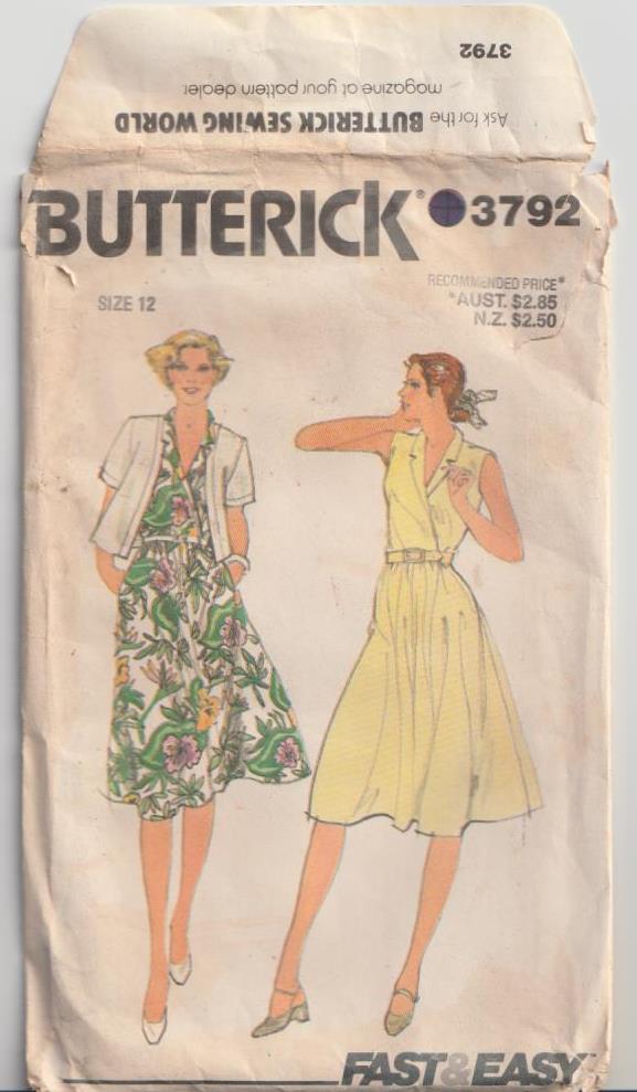vintage 1980s sewing pattern shirt dress and jacket butterick 3792