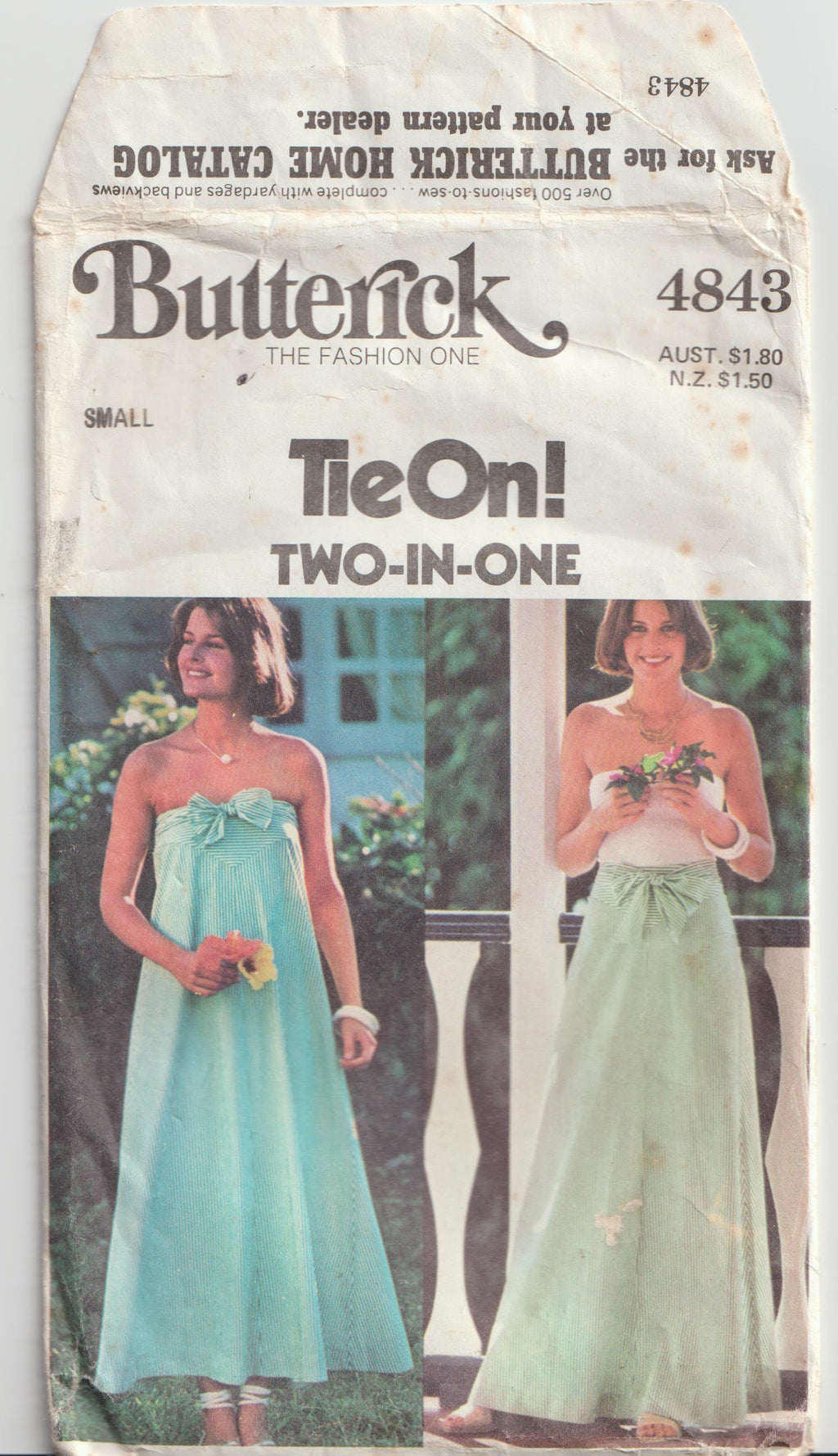 1970s vintage pattern easy wrap skirt or strapless dress butterick 4843