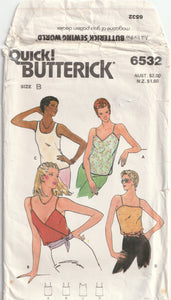 Set of Tops - S, M, L - Vintage Pattern - Butterick 6532 - 1980s
